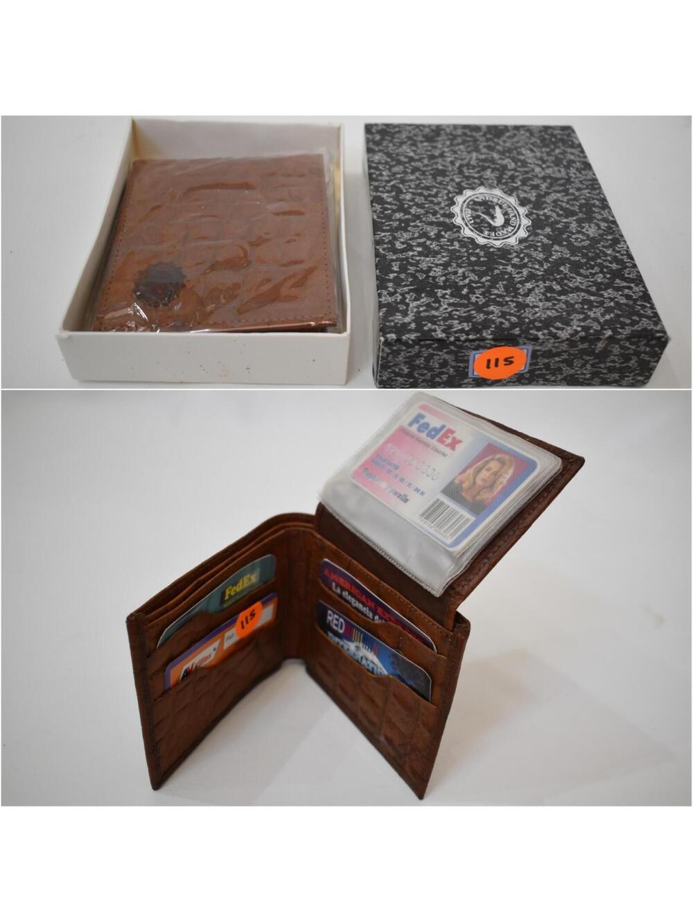 Andrue Handmade Italian Leather Crocodile Pressed Men Male Bifold Wallet 115
